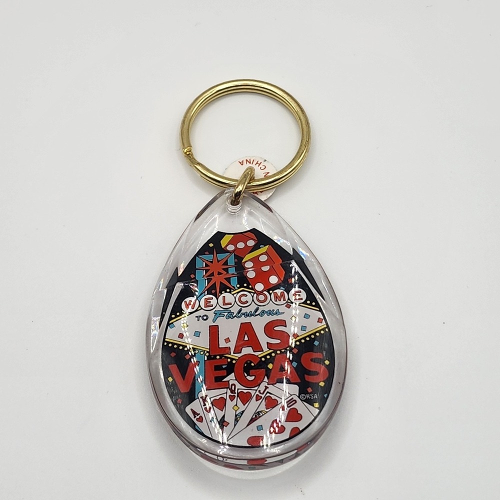 Vintage Welcome to Fabulous Las Vegas Nevada Sign Keychain Fob NV Key Ring